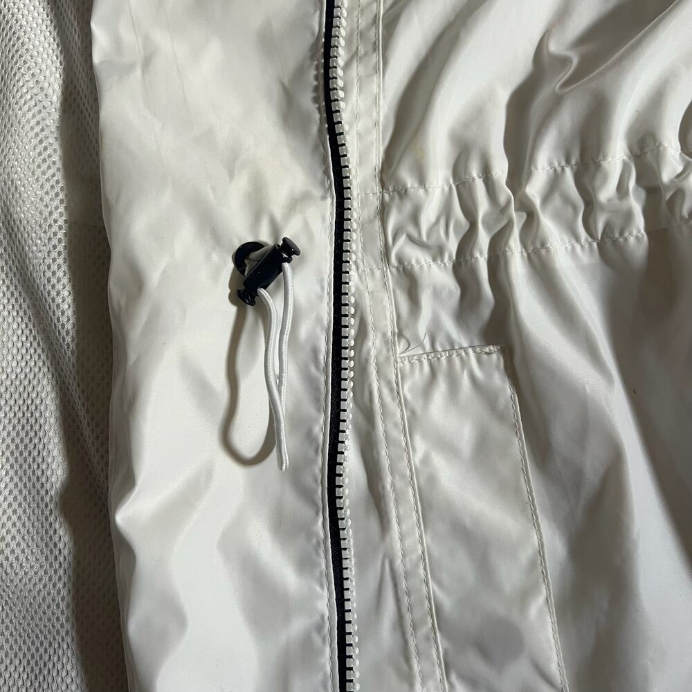 Tommy Hilfiger Rain Jacket Womens XL White Hooded Windbreaker Logo Tape Zip Coat - Picture 9 of 11